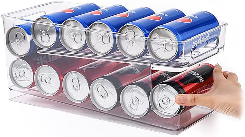 Double Layers Soda Can Fridge Storage Organisers, Automatic Drink Can Dispenser, Fridge Beer Can