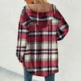 thumbnail image 5 of Guzom Womens Fleece Lined Plaid Hooded Shacket - Oversized Soft Poly-Cotton, Red Color for Autumn/Early Winter Casual Wear,Size S, 5 of 5