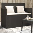 thumbnail image 1 of vidaXL Garden Bench with Cushions Black Poly Rattan, 1 of 5