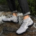 thumbnail image 2 of Barefoot Shoes Men Women Knit High Top Sneakers Breathable Antislip Outdoor Athletic Hiking Shoes Light Gray Size 10, 2 of 8