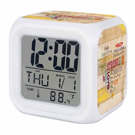 Alarm Clocks Love Text Digital Clock 7 Color LED Night Light Silent Non Ticking Battery Operated