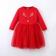 thumbnail image 4 of IDOPIP Kids Girls Sequin Tulle Tutu Dress Long Sleeve Ruffle Red Dress Fall Winter Casual Dress 4-5 Years, 4 of 4