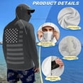 thumbnail image 4 of SEANATIVE Men's Summer Fishing Hoodie Top Long Sleeve UV Protection Hooded Fishing Shirt with Mesh Face Mask, Hiking Running T-Shirt Cooling Outdoor Wear, M, American Flag Gray, 4 of 7
