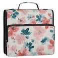 thumbnail image 2 of Water-Resistant 3-Ring Binder Organizer with Multiple Pockets Zipper Binder Bag for Office Coral and Teal Floral Pattern, 2 of 8