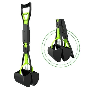 XIRQI Pooper Scooper, Foldable Dog Poop Waste Pick up Shovel with Long Handle High Strength Material and Durable Spring (Green）