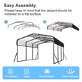thumbnail image 3 of Sylviera 10x15ft Heavy-Duty Metal Carport, Outdoor Car Port Canopy with Reinforced Iron Frame, All-Weather Shelter for Cars, Trucks & Boats, Easy Assembly, 3 of 9
