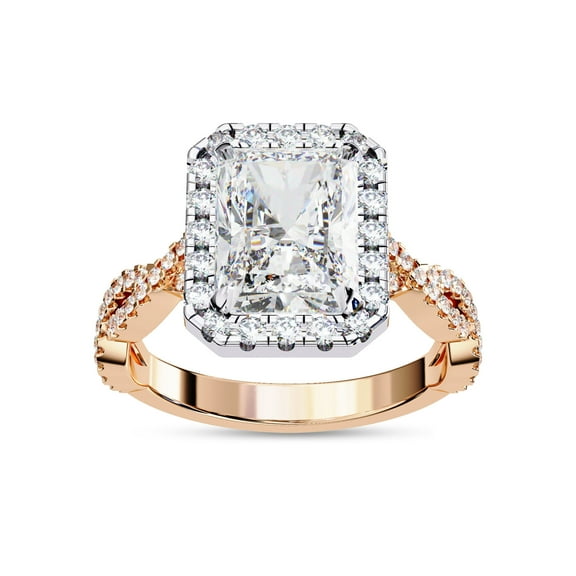 IGI Certified Lab Grown Diamond Engagement Ring | Center 9x7mm Radiant Infinity Halo Solitaire Anniversary Wedding Rings For Women 18K Solid Rose Gold | F-G, VS-SI Quality (3.45 Ctw) Ring Size-9.5