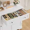 thumbnail image 5 of Buffet Cabinet with Storage, Modern Sideboard Buffet with Doors, Wood Coffee Bar Kitchen Storage Cabinet with Drawer and Adjustable Shelf for Kitchen, Dining Room, Living Room, White, 5 of 7