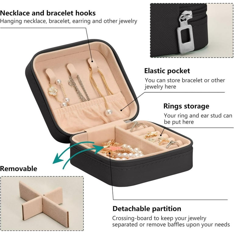 GZHJMY Travel Jewelry Box Dachshund Dogs PU Leather Mini Jewelry case Small Portable Jewelry Organizer Box Black for Necklace Bracelet Earrings Rings Walmart