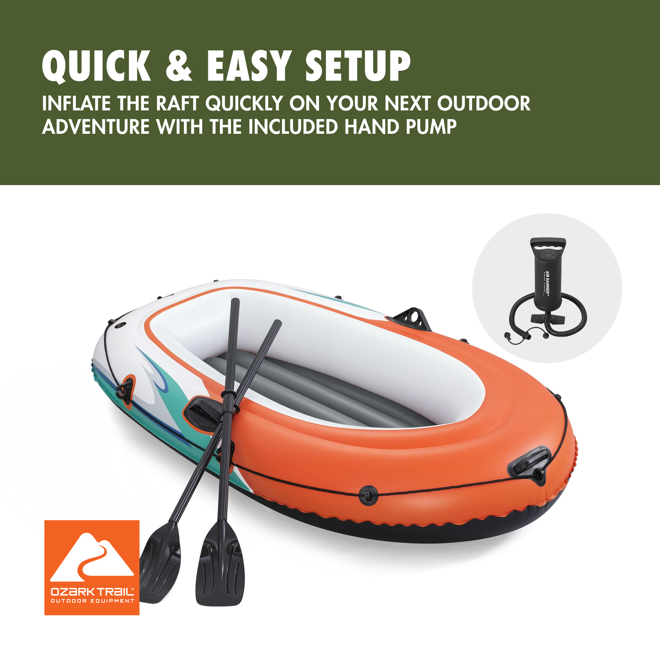 Set de balsa inflable recreativa para 2 personas, 6'5" x 40", Ozark Trail 5