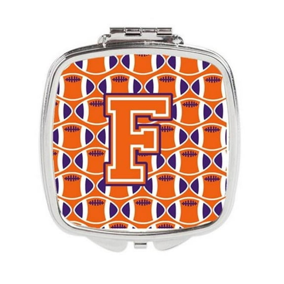 Letter F Football Orange - White & Regalia Compact Mirror