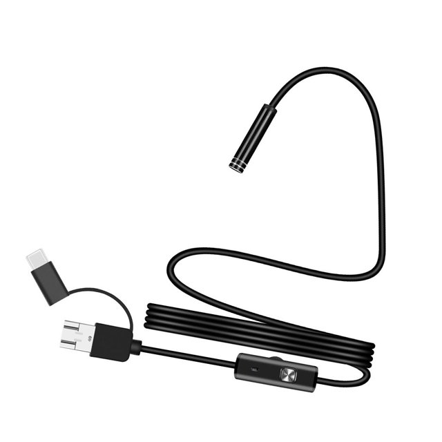 Cámara de inspección de video HD Soledad 7 mm 3 en 1 Micro USB Tipo-C impermeable con 6 LED ajustables 1,5 m 15 m