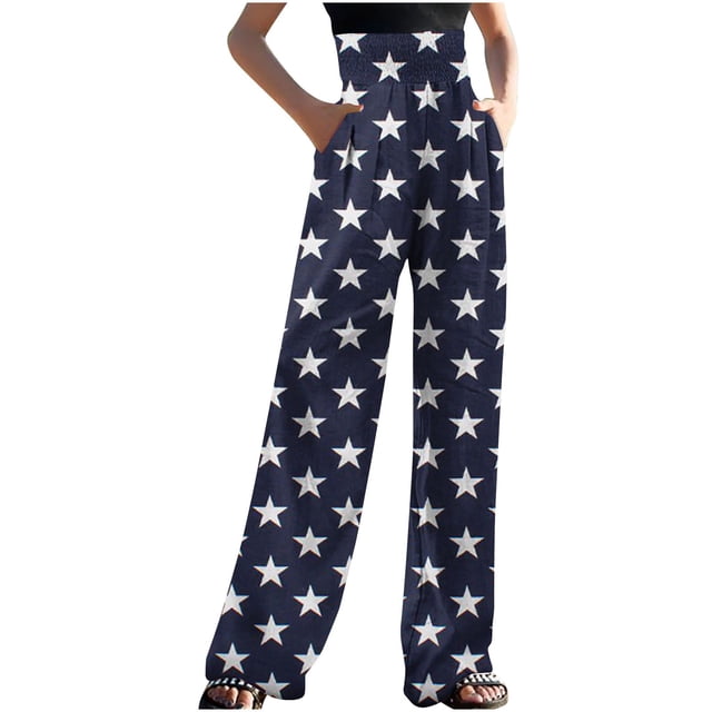 Pantalones de pierna ancha con estampado de bolsillo suelto informal de verano para mujer a la moda Fridja alkflakhf33531