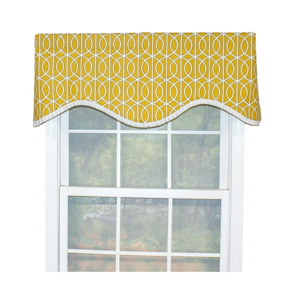 RLF Home Sequence Ruffled Cornice 100% Cotton with Fully Lined 3" Rod Pocket Valnance for Windows 50" x 17" Lemon