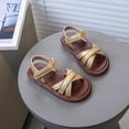 thumbnail image 6 of TOWED22 Girls Strappy Summer Sandals Open Toe Flats Dress Sandals Shoes Toddler/Little Kid/Big Kid（Gold,11）, 6 of 8