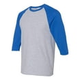 thumbnail image 2 of Gildan Raglan Three-Quarter Sleeve T-Shirt for Men’s Heavy Cotton GR57 Crew Neck Tee Sport Grey/ Royal, 3XL, 2 of 5