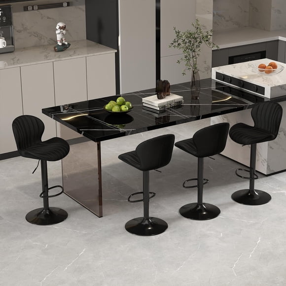 Juego de 4 banquetas Youhauchair de terciopelo ajustables con giro 360°