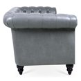 thumbnail image 5 of 84"Rolled Arm Chesterfield Sofa Couch, Modern 3 Seater Sofa Couch, Luxious Leather Couch with Thicken Seat Cushions and Button Tufted Back, Chesterfield Couch with Nailhead Trim, Gray+PU, 5 of 7