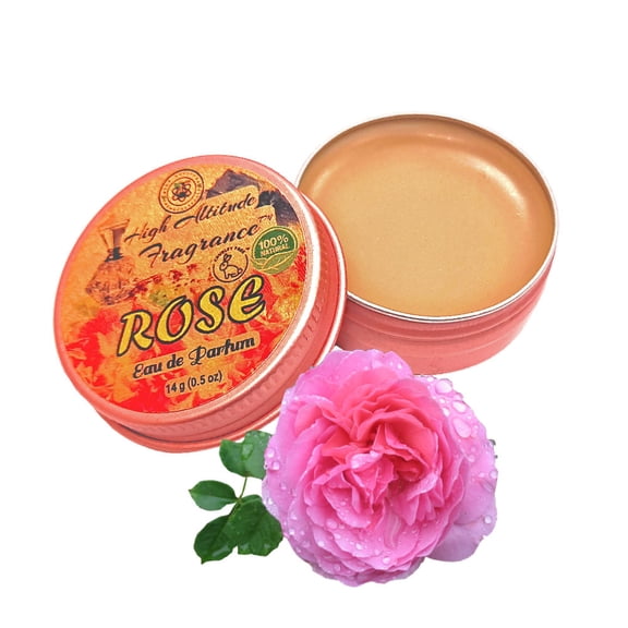 ROSE Perfume - Eau de Parfum - Solid Balm - Aromatherapy Essential Oils (with Rose Otto Oil, Rosa Damascena, Rose De Mai, Tea Rose) Natural Fragrance - Travel Party Seminar Gifts