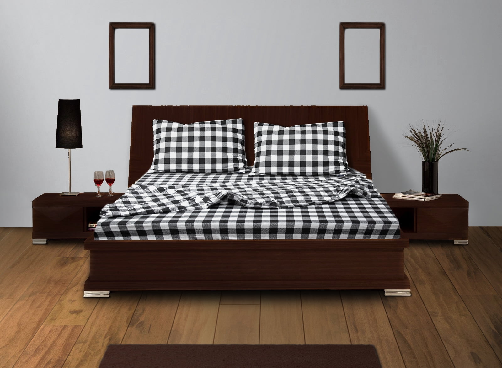 Dearfoams 100% Cotton Flannel Super Soft Sheet Sets, Buffalo Check White, Queen