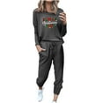thumbnail image 2 of Womens Lounge Set Holiday Deals Usmixi Christmas 2 Piece Outfits for Women Fashion Letter Print Long Sleeve Pullover Tops and Elastic Waist Jogger Pant Homewear Sets Pajamas Set Up to 65% off, 2 of 4
