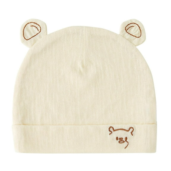 Tao Tao Newborn Baby Girls Hospital Hat Thick Cute Bear Ear Cotton Baby Boy Beanie Yellow M