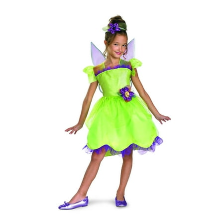 Disney Fairy Tinker Bell Rainbow Deluxe Costume Dress w/Wings & Headpiece Child