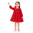 thumbnail image 3 of Dresses for Girls Cute Party Long Sleeve Tiered Ruffle Swing Dress for Girls Crew Neck A-Line Fall Trendy Dresses Red, 3 of 10