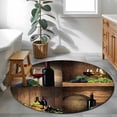 thumbnail image 3 of Small Round Rug 3Ft Washable Non-Slip, Red Wine Circle Area Rugs for Living Room Bedroom, Grapes Glasses Country Wooden Farmhouse Indoor Floor Mats Carpet Runner for Home Decor, 3 of 8
