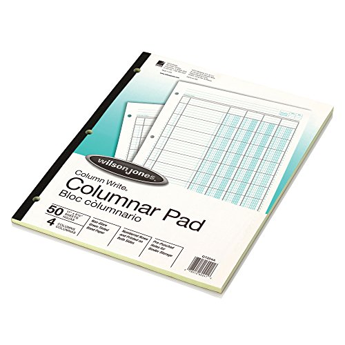 Accounting Pad, Four EightUnit Columns, TwoSided, Letter, 50Sheet