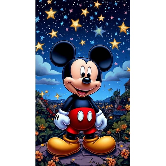 Mickey Poster DIY 5D Diamond Painting Kits for Adults Diamond Art Star Diamond Painting Full Drill Beginners Craft Kits for Home Wall Decor Gifts, 12x16 inch