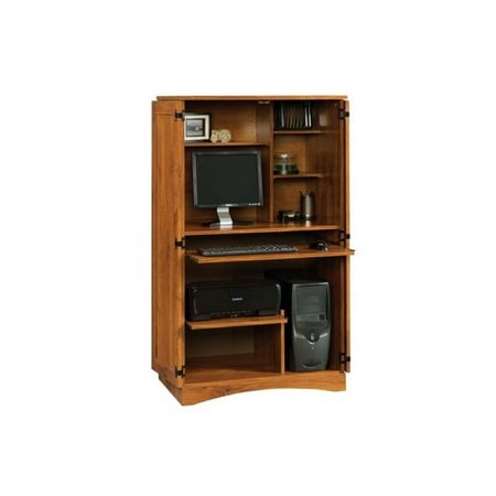 Oak Computer Armoire - Harvest Mill Computer Armoire in Abbey Oak Finish