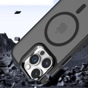 ShellTech for iPhone 15 Pro Max Magnetic Case Compatible with MagSafe,Military Grade Drop Protection Slim Translucent Matte Anti-Fingerprint Camera Ring Stand Shockproof Bumper Cover,Darkblue