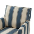 thumbnail image 3 of Upholstery Armchairs Set of 2 Accent Chairs Sofa Couch Solid Wood Legs Nailhead Trim Bedroom Home Living Room Stripe White Blue, 3 of 11