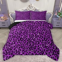 Feelyou Purple Leopard Print Bedding Comforter Set, Modern Fashion Polkadots Twin Comforter Sets, Cheetah Wildlife Reversible Bedding Set, Super Cozy Room Decor, 2 Pieces