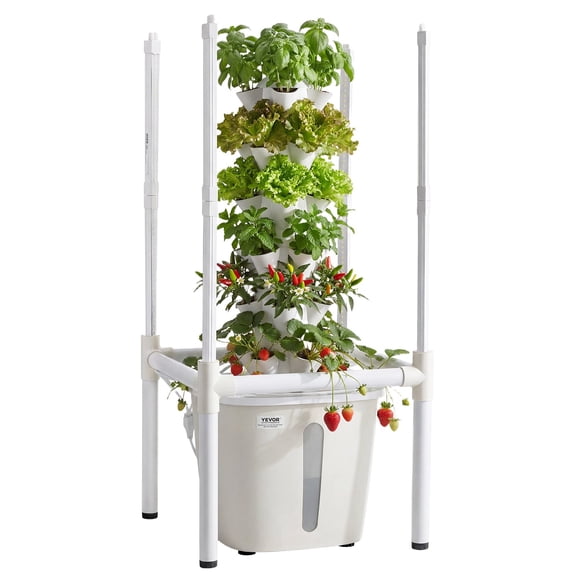 VEVOR Hydroponic Tower, 30 Pods 6 Tiers Hydroponics Growing System Kit with LED Grow Light & App Control, Vertical Home Garden with 20L Water Tank & Pump, Planter for Indoor Herbs, Fruits, Vegetables