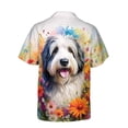 thumbnail image 2 of Welcome Spring Summer Old English Sheepdog Portrait Flower Blue Sky Hawaiian Shirt Breathable Summer Unisex Merch Dog Lover - 12001, 2 of 6