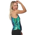 thumbnail image 3 of Womens Sequin Spaghetti Strap Crop Camisole Tank Top, Matte or Shiny, 3 of 5