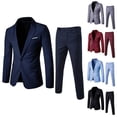 thumbnail image 2 of Skymirror 2Pcs/Set Men Business Blazer Suit Pants Set Lapel Long Sleeve Single Button Pockets Suit Coat Slim Fit Long Pants Workwear, 2 of 8