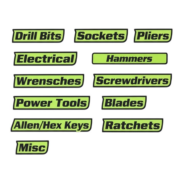 Hearth & Gear 12 Pack Of Toolbox Labels 3D Printed Labels General Organize Reusable For Steel Toolboxes Carts Drawers And Cabinets Mini Screwdriver Set Cmmt12039 T8 Screwdriver Be Quiet Screwdriver