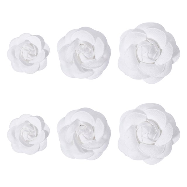 Accesorios de adorno de flores artificiales de poliéster blanco 43~64x44~60,5x18,5~21,5 mm 2 piezas/estilo