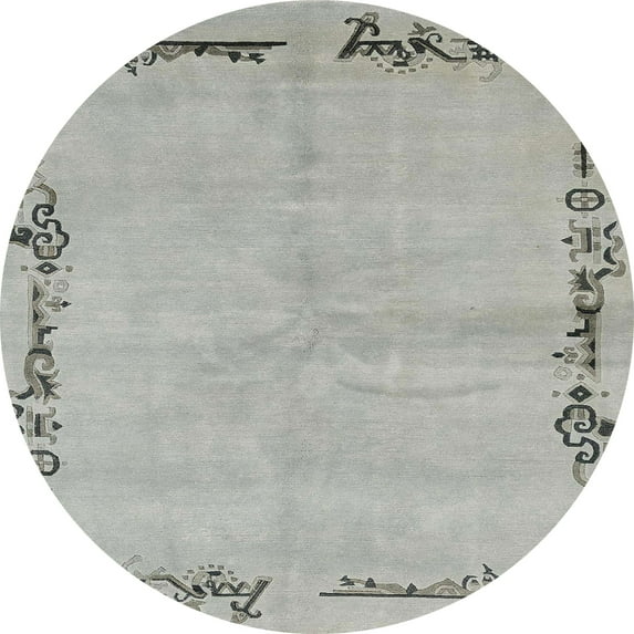 Ahgly Company Indoor Round Abstract Gunmetal Gray Abstract Area Rugs, 6' Round