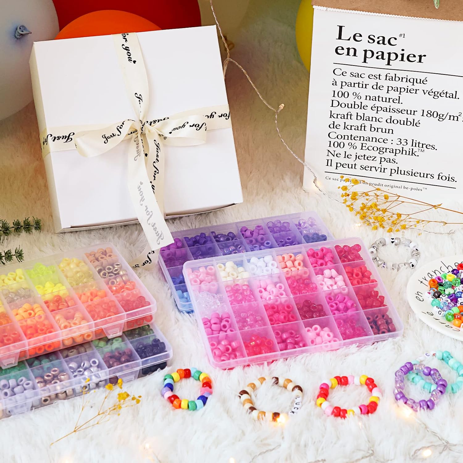 96 Colors 3000pcs Pony Beads Bracelet Making Kit Friendship Bracelet Kit Rainbow Kandi Beads with Letter and Heart Beads Elastic Threads for Jewelry Necklace Making