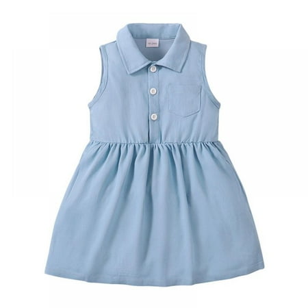 

Girls Dresses Denim Skirt Girls Fashion Causal Clothes for 1-6 Years Blue