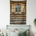 thumbnail image 4 of Shutters Tapestry, Windows with Shutters Patterned on the Wall of the Old Wooden House Cottage Print, Wall Hanging for Bedroom Living Room Dorm Decor, 60W X 80L Inches, Brown Beige, by Ambesonne, 4 of 5