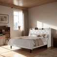 thumbnail image 6 of Gewnee King Size Upholstered Platform Bed with 16” Wide Wingback Button Tufted Headboard, Nailhead Trim,Built-in Charging Station (2 AC Outlets & 2 USB Ports),8” Underbed Storage.White, 6 of 14