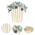 thumbnail image 3 of Unique Bargains 1 Pc Women's Portable Butterfly Rhinestones Side Comb for Parties Blue Alloy, 3 of 4