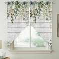 thumbnail image 2 of Green Swag Valances for Windows, Kitchen Window Curtains Over Sink, Eucalyptus Leaves Window Treatment Curtains for Living Room/Bedroom Curtains 2 Panel Sets 36"x45", 2 of 8