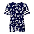 thumbnail image 4 of Delayuji Plus Size V Neck T Shirts Women Short Sleeve Tops Casual Summer Tshirts Loose Fit Tee Blue L Polyester,Spandex Short Sleeve Shirts for Women, 4 of 4