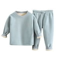 thumbnail image 3 of WRKEKC Girls Thermal Underwear Set 2-12 Years Silk Fleece Lined Print Crew Neck Top and Pants Two Piece Warm Winter Outfit, 3 of 8
